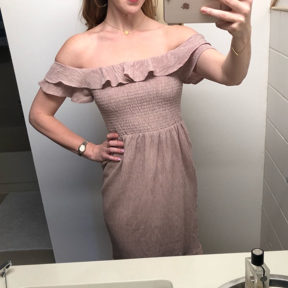 Dusty rose off-shoulder dress from Nordstrom’s